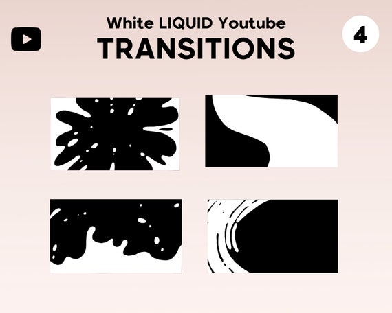 White Liquid Video Transitions: 4 Youtube Overlays (Digital Download)