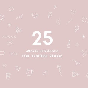 25 Hand-Drawn Animated Doodles: White Graphics Overlays (Digital Download)
