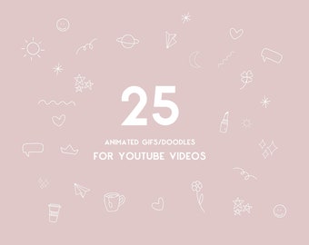 25 Gifs/Animations for Youtube Videos | Handdrawn Animated Doodles | White Graphics Overlays | Animated Stickers | Youtube Video-Editing