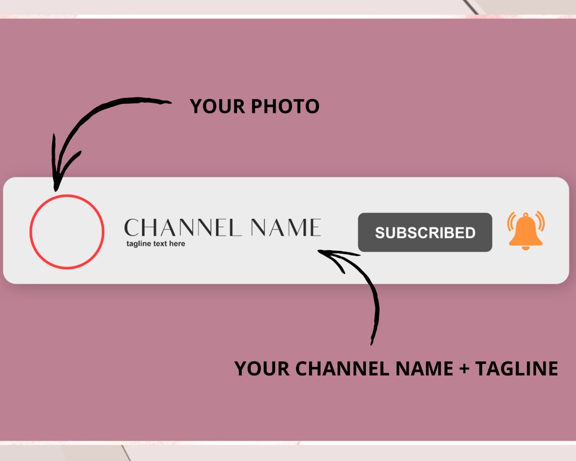 Custom Animated Youtube Subscribe Button: Channel Name & Photo (digital ...