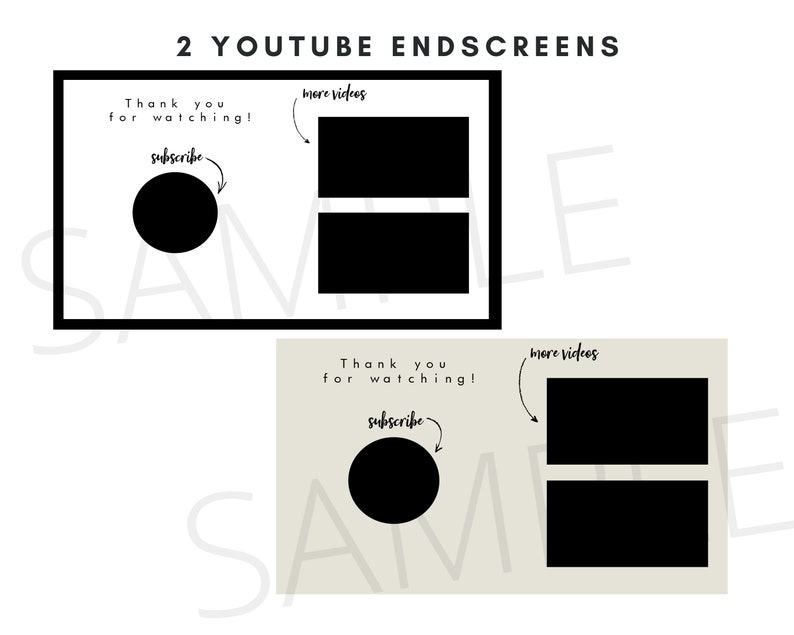2 End screens outro template for youtube videos / End slate Etsy