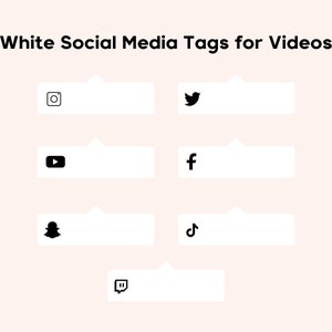 WhiteSocial Media Tags for Youtube Videos | WHITE PNG OVERLAYS | social media pop-up handles - transparent background | Youtube Editing