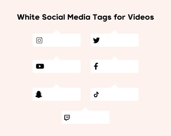 White Social Media PNG Overlays for YouTube (Digital Download)