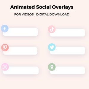 Animated Pastel Social Media Tags for Youtube Videos | Lower-Thirds | OVERLAYS | Youtube Editing