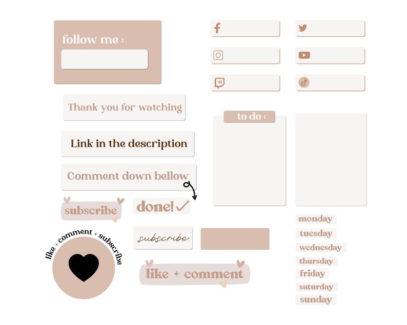 Youtube-videoöverlägg: 25 minimalistiska PNG-taggar (digital nedladdning) bild 10