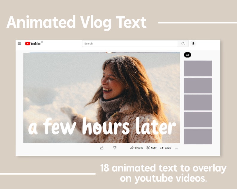 Pu&ograve; includere: Uno screenshot di un video di YouTube con una donna in una scena invernale. Il testo "a few hours later" &egrave; sovrapposto al video. Il video &egrave; in pausa e i controlli di YouTube sono visibili.