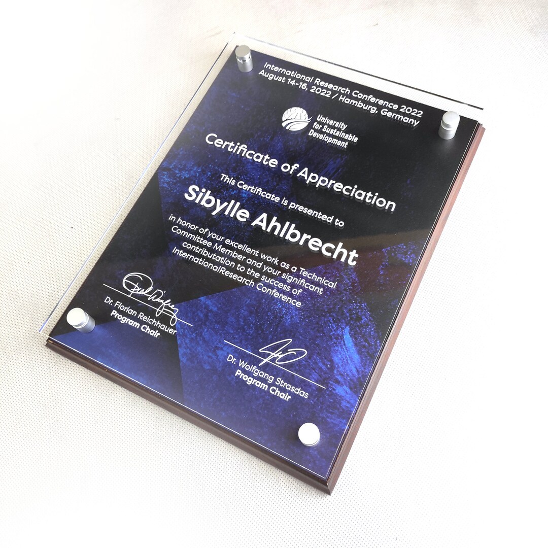 Personalized Wooden Plaque Combined With Acrylic, Custom Recognition Award, Wooden Diploma ...