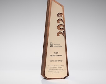 Top Performer Award, Personalized Executive Trophy, Custom Wood Recognition Award, Corporate Achievement Plaque, Employee Appreciation Gift