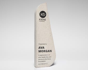 Minimalist Concrete Award, Personalized Appreciation Trophy, Modern Custom Recognition Gift For Team Or Leadership, Leadership Trophy