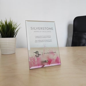 Personalisierter Glaspreis mit UV-Print, Dankestrophäe, Dankestrophäe, Dankesplakette