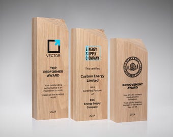 Personalisierte Holztrophäe, Auszeichnung für Mitarbeiter mit UV-Druck, Dankeschön-Geschenk, Auszeichnung für geschäftliche Leistungen
