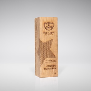 Eco-friendly trophy, appreciation award, recognition wood sign, corporate award, customizable trophy, wooden trophy