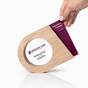 Round shaped milled oak wood award, handcrafted elegant trophy, personalized milestone award, corporate trophy
