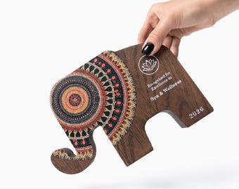 Personalized Elephant Award, Custom Corporate Gift, Wooden Recognition Trophy, Personalized Client Gift, Premium Business Gift