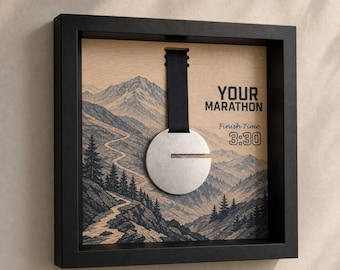 Running Medal Display, Custom Running Event Keepsake in 10.63 Inch Shadow Box Frame