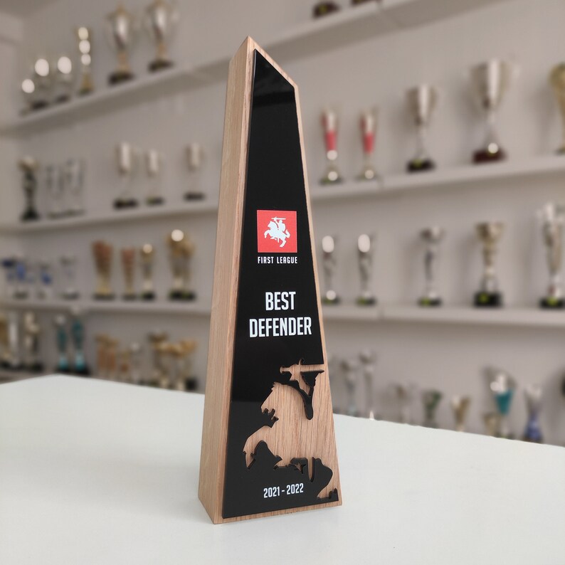 Triangle Wooden Trophy Eco Friendly Oak Prize Customizable Etsy