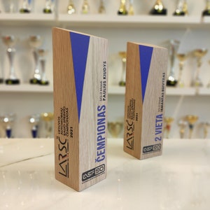 Custom recognition wooden award, 2 UV printed sides, colorful personalized engraved plaque, customizable oak plaque, wooden trophy