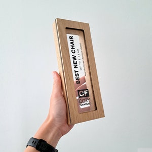 Handmade wooden trophy, recognition acrylic award for business partner or customer, best employee appreciation, corporate award