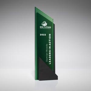 Unique wooden trophy, gift for business partner, personalized oak award for best employee, customizable office award