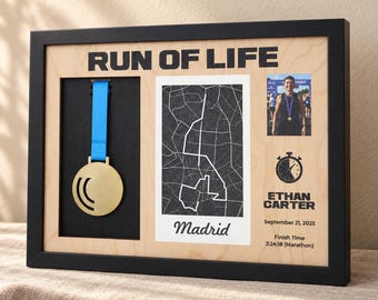 Running Medal Display Frame, Personalized Runner Keepsake
