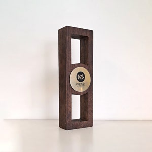 Personalized solid oak trophy, souvenir for business partner, customized thank you trophy, best employee award, corporate trophies