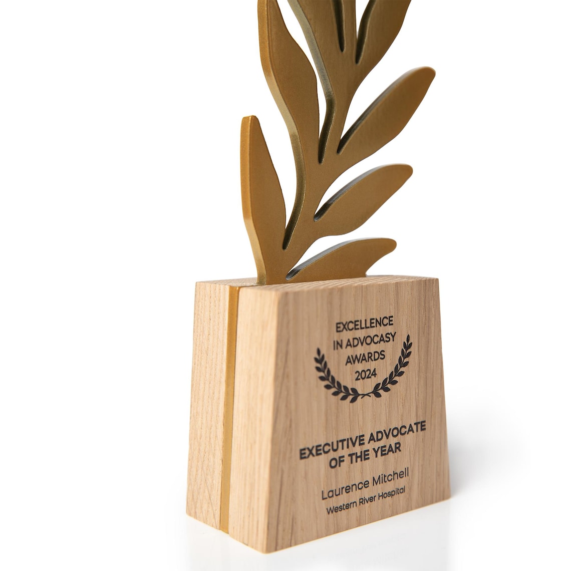 Personalized Steel & Oak Trophy, Luxury Appreciation Trophy, Employee ...