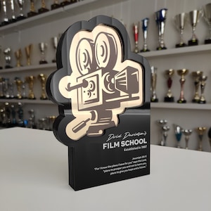 Personalized recognition award for film industry, modern customized acrylic trophy, best video award, best movie award