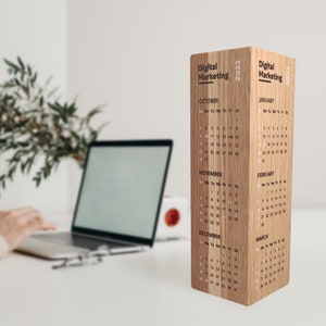 Eco-friendly 2025 calendar, natural wood calendar, business gifts,  corporate award, custom wooden calendar, personalized business gift