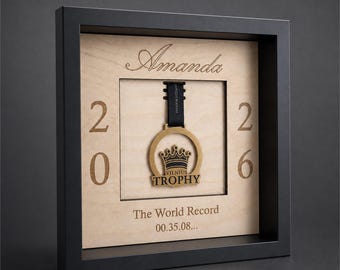 Marathon Medal Display, First Marathon Gift with Name, Year and Race Result