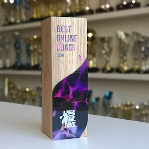 Personalized best coach award, recognition trophy, customizable wooden trophy