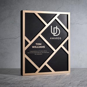 Laser Engraved Wooden Award Plaque, Modern Company Achievement Trophy, Work Anniversary Award, Career Milestone Award