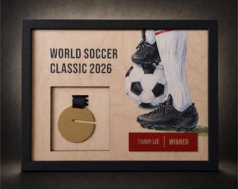 Football Award Plaque, Soccer Senior Night Gift with Custom Name for Their Medal
