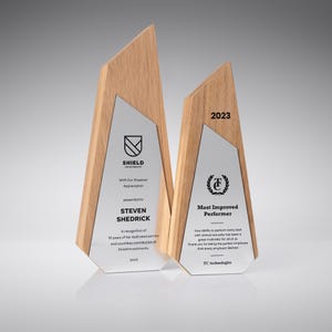 Bespoke wooden trophy, irregular shaped award for best employee, corporate gift for business partner, appreciation of achievement