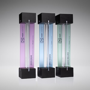 Modern acrylic and wood corporate trophy, personalized leadership award, elegant employee recognition award, unique custom trophy for events