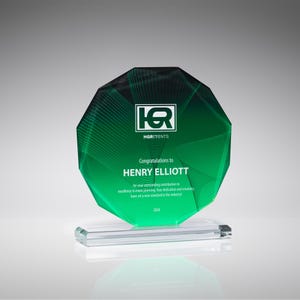 UV printed glass award for the best employee, personalized gift option for special occasions, corporate award for the best partner or player