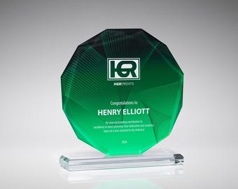 UV printed glass award for the best employee, personalized gift option for special occasions, corporate award for the best partner or player