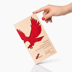 Personalized plywood and acrylic plaque, customized recognition award, corporate award, bespoke trophy for award ceremony