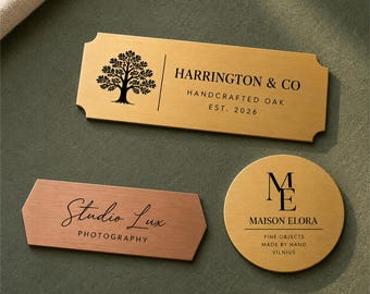 Custom Engraved Business Name Plate with Logo Sign and Adhesive Back
