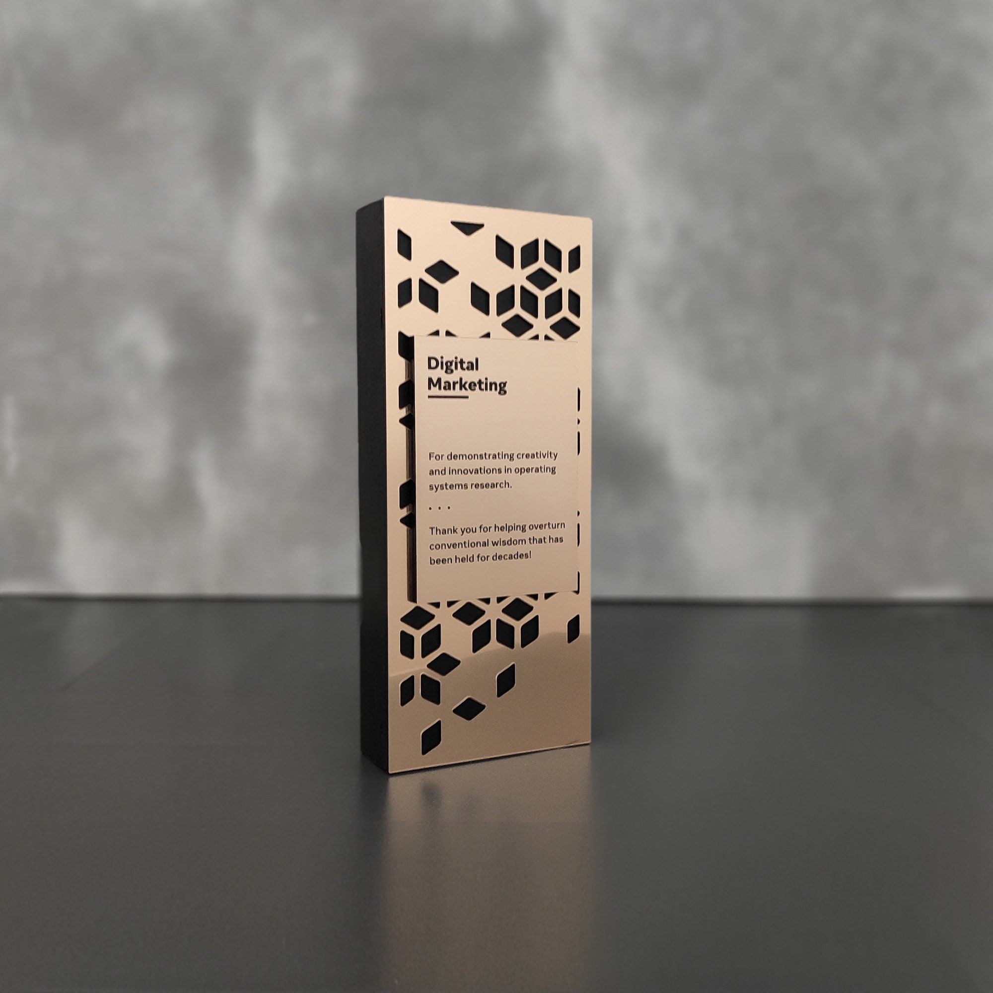 Personalized wooden plaque, custom recognition award combined with flexibrass, bespoke award, customizable plaque
