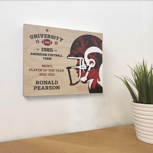 Personalized wooden and acrylic UV printed trophy, customized recognition award, bespoke plaque for corporate awards, best player prize