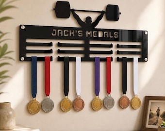 Personalized Gym Medal Holder, Fitness Gift for Athletes