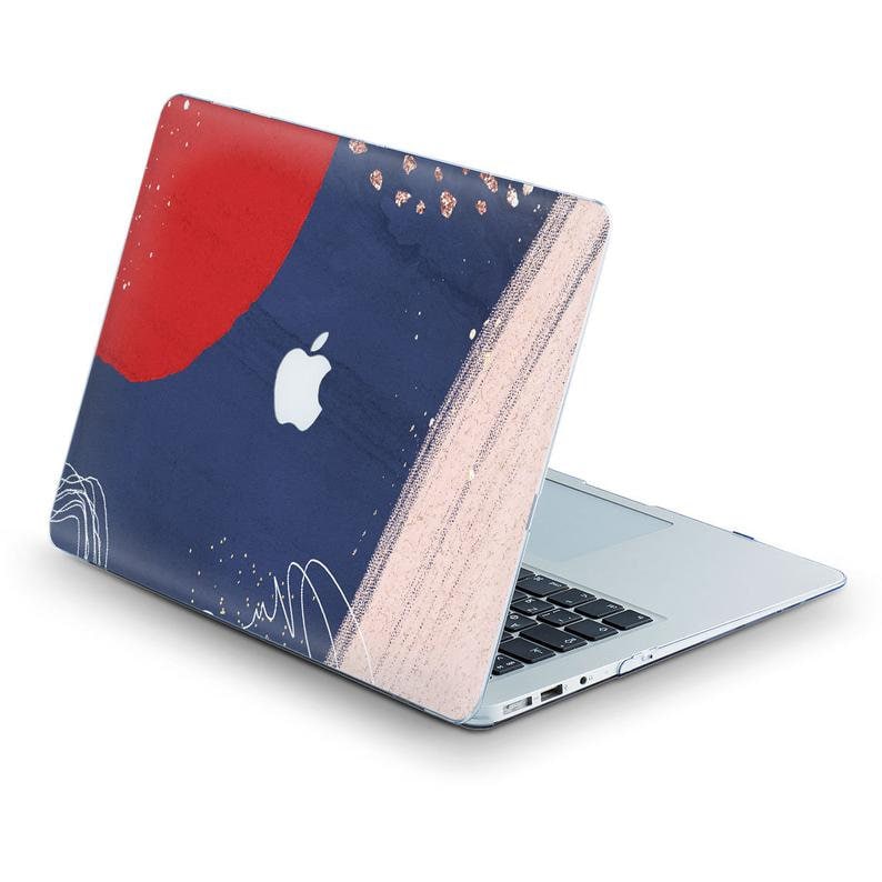 Abstract Golden Dots Red Art New Macbook Pro 16 Inch Case Navy Blue Air Case 13 Inches Macbook Pro 15 Case 2018 Touch Bar