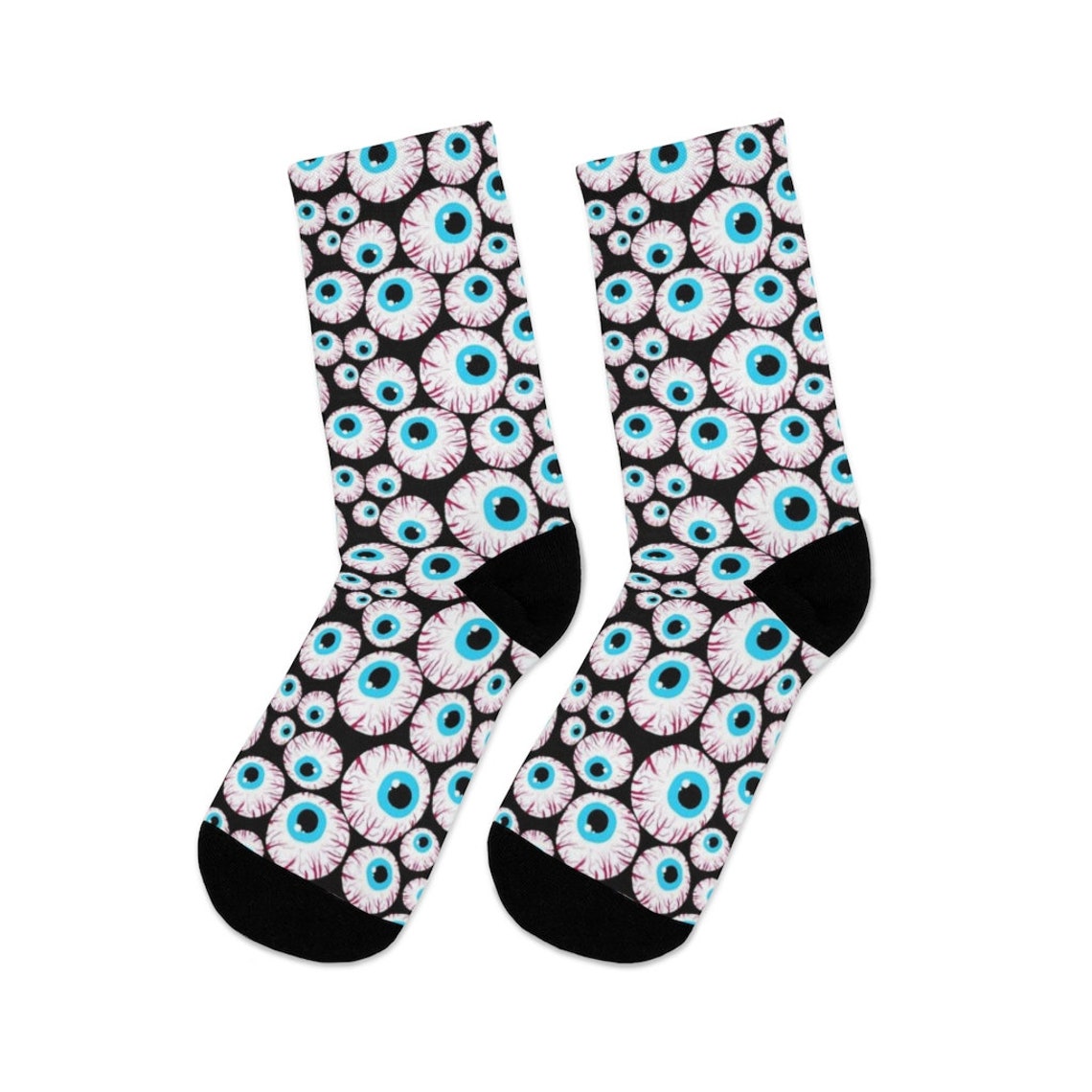 Doodle Eyes Socks Print Spooky Pattern Socken Cozy To Wear Etsy