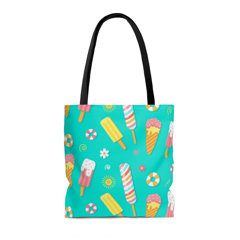 Cute Tote Bag For Women Fully Printed Bag Durable Shopper Bag Cyan Shoulder Bag Candy Shop Pattern KB00570