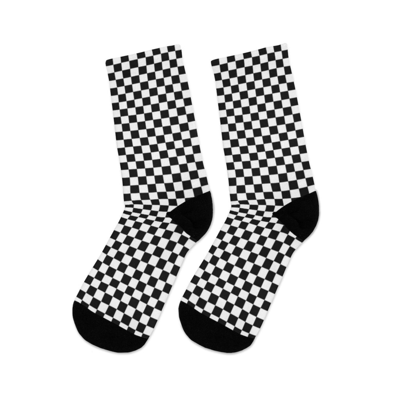 Checkerboard Print Socks Full Printed Black and White Cozy | Etsy