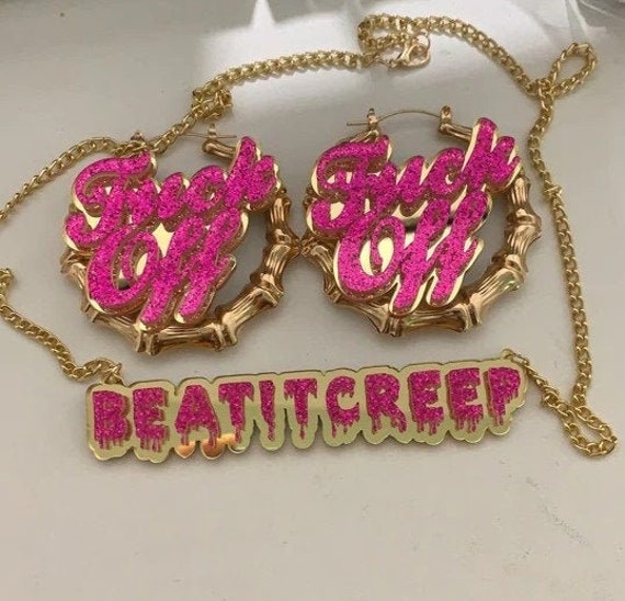 Name Earrings \u0026 Necklace Set Bamboo 