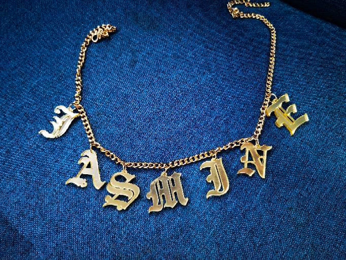 Custom Name Necklace Dangle Letter Name Necklace Name | Etsy