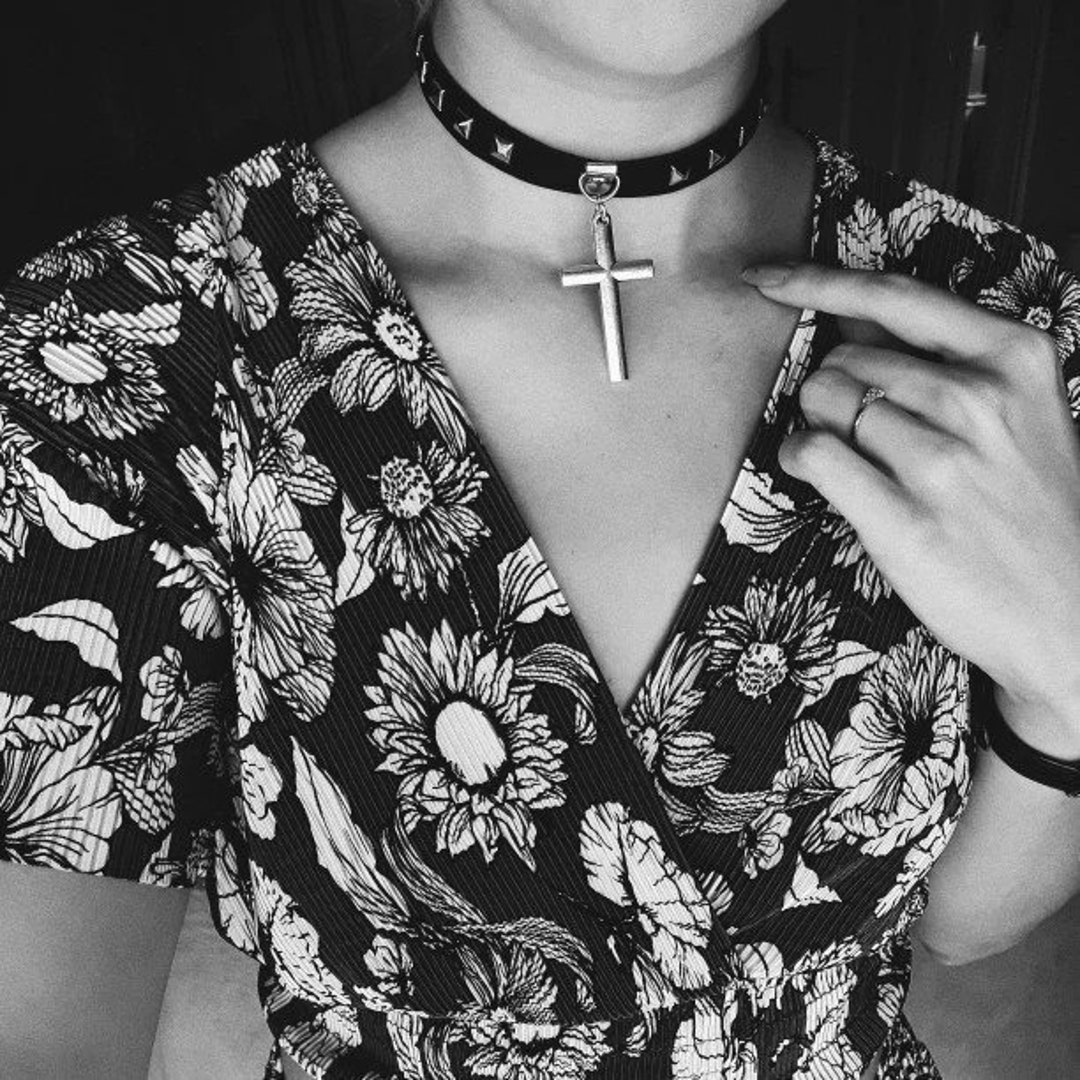 Cross Choker Cross Collar Choker Necklace Choker Collar Etsy