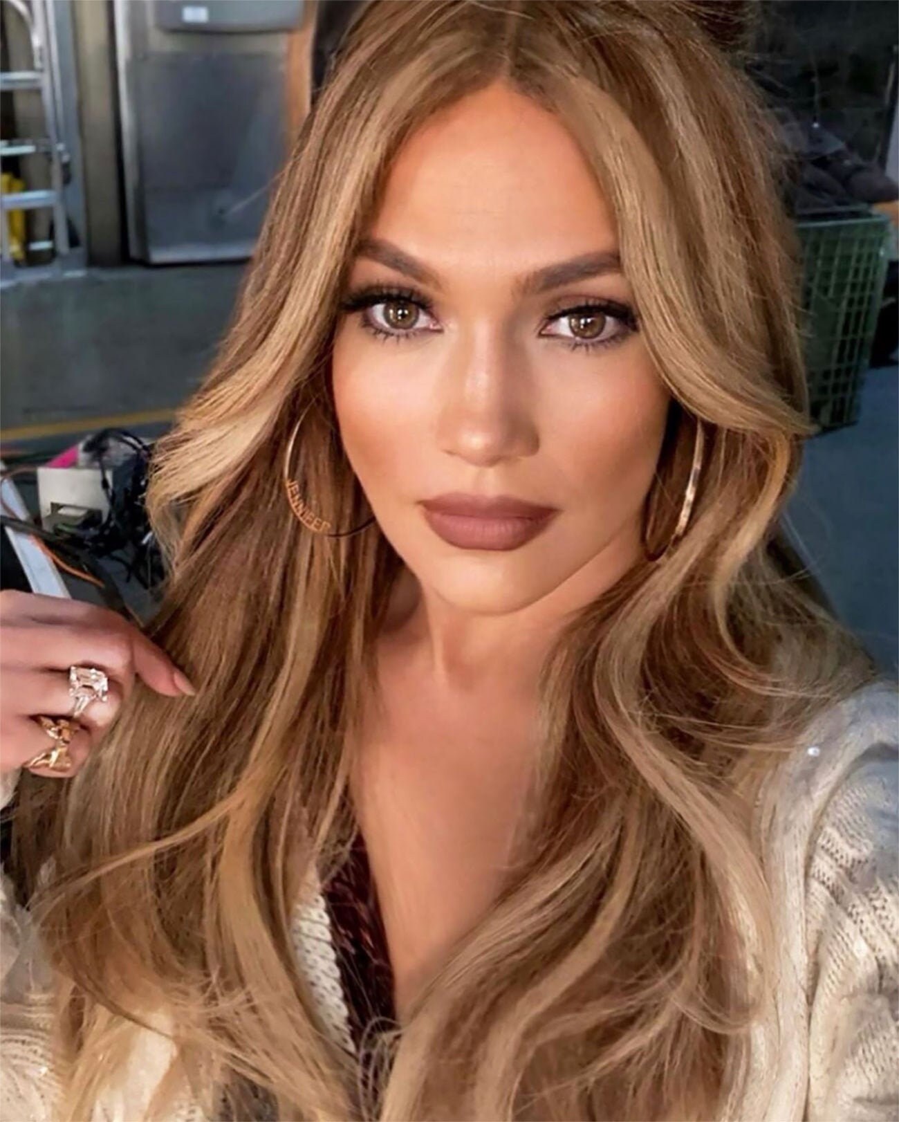 Jlo name hoop best sale earrings