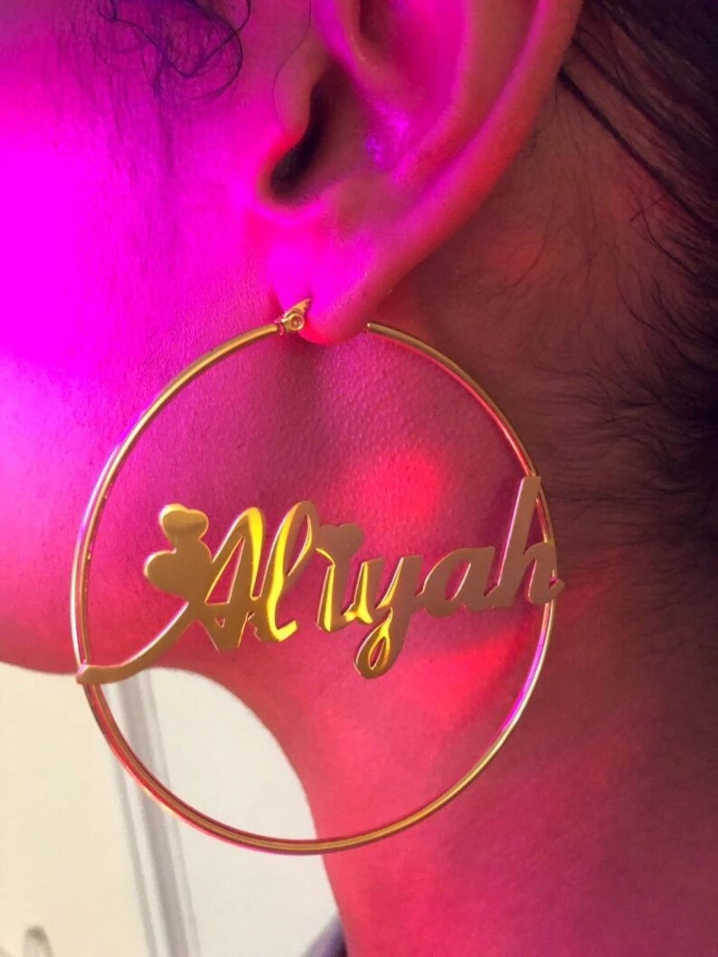 Name Hoop Earrings Custom Name Hoops Name Earrings Name Etsy